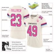 Custom Cream Pink Black-Light Blue Mesh Authentic Football Jersey Custom Cream Pink Black-Light Blue Mesh Authentic Football Jersey