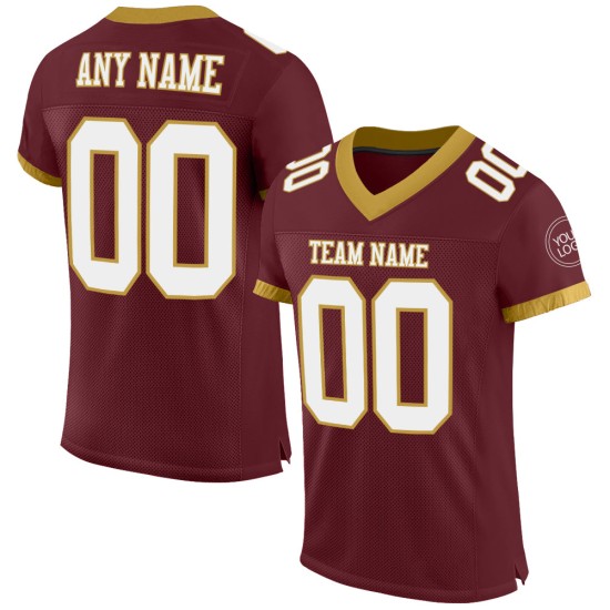 Custom Burgundy White-Old Gold Mesh Authentic Football Jersey Custom Burgundy White-Old Gold Mesh Authentic Football Jersey