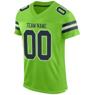Custom Neon Green Navy-White Mesh Authentic Football Jersey Custom Neon Green Navy-White Mesh Authentic Football Jersey