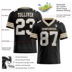 Custom Black White-Vegas Gold Mesh Authentic Football Jersey Custom Black White-Vegas Gold Mesh Authentic Football Jersey