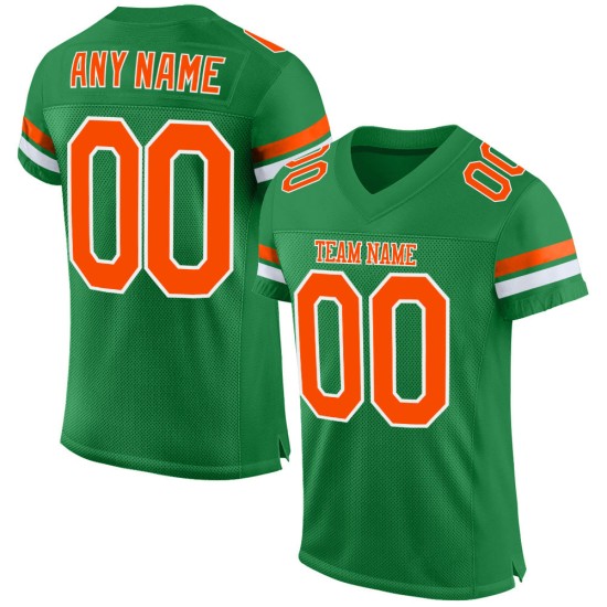 Custom Grass Green Orange-White Mesh Authentic Football Jersey Custom Grass Green Orange-White Mesh Authentic Football Jersey