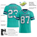 Custom Aqua White-Navy Mesh Authentic Football Jersey Custom Aqua White-Navy Mesh Authentic Football Jersey