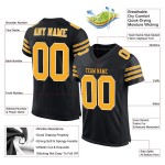 Custom Black Gold-White Mesh Authentic Football Jersey Custom Black Gold-White Mesh Authentic Football Jersey